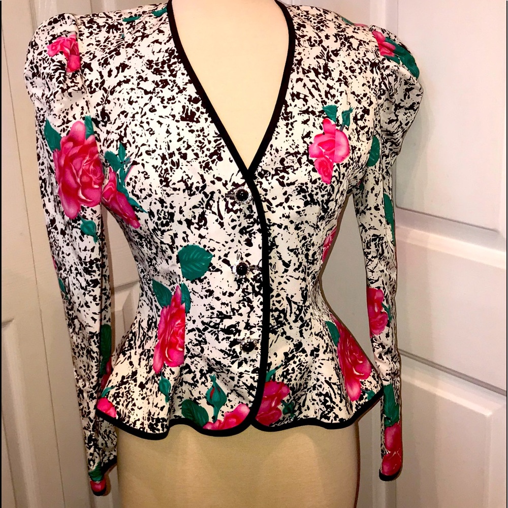 Vintage Peplum Floral Blazer|Jacket